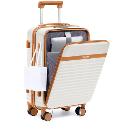 Joyway Maleta de Cabina de Apertura Frontal, Ganchos Laterales, Candado TSA, Ruedas Giratorias, Cremalleras YKK
