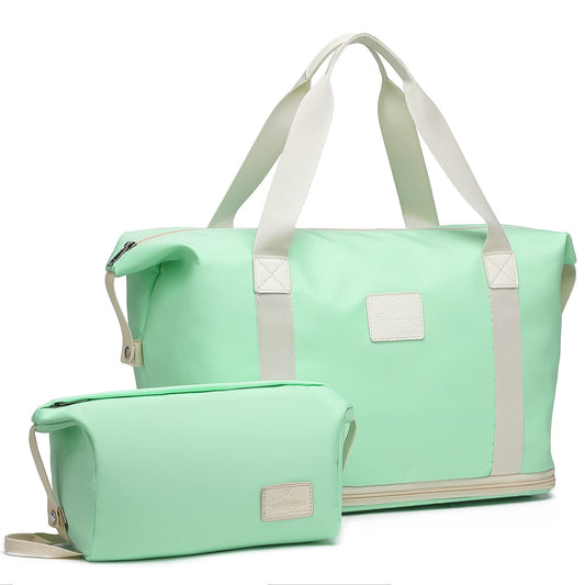 Bolsa de viaje, bolsa de lona de viaje, bolsa de viaje con funda para carrito y bolsa húmeda, bolsa de gimnasio deportiva de mano