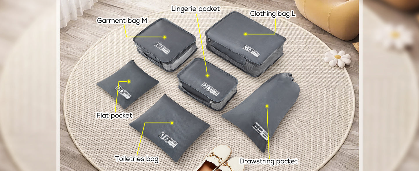The six toiletry bags are specifically designed to store all your essentials, making them ideal for weekend getaways, business trips, or fitness activities bag001