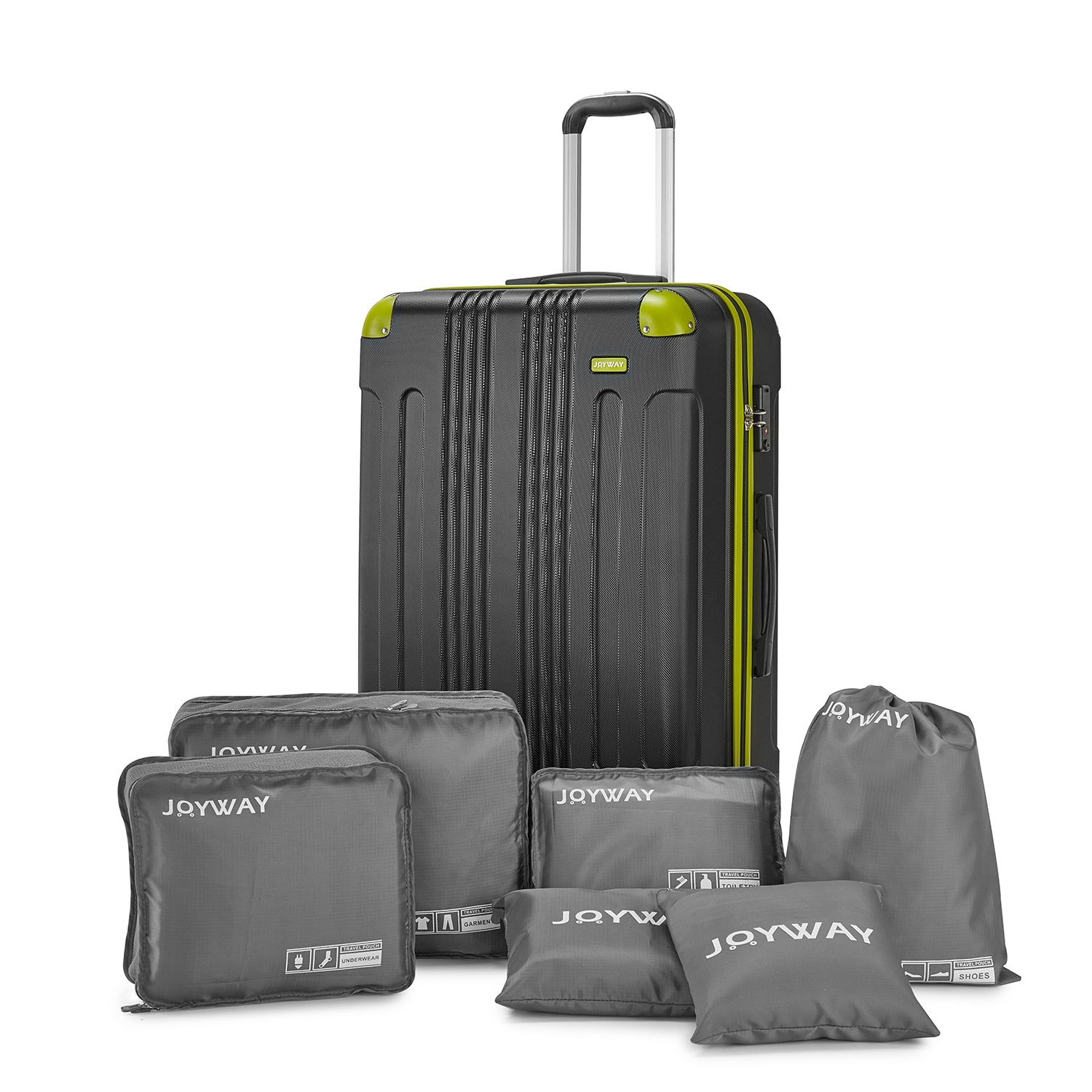 black green Expandable 7-Piece Suitcase For Travel Luggage Set