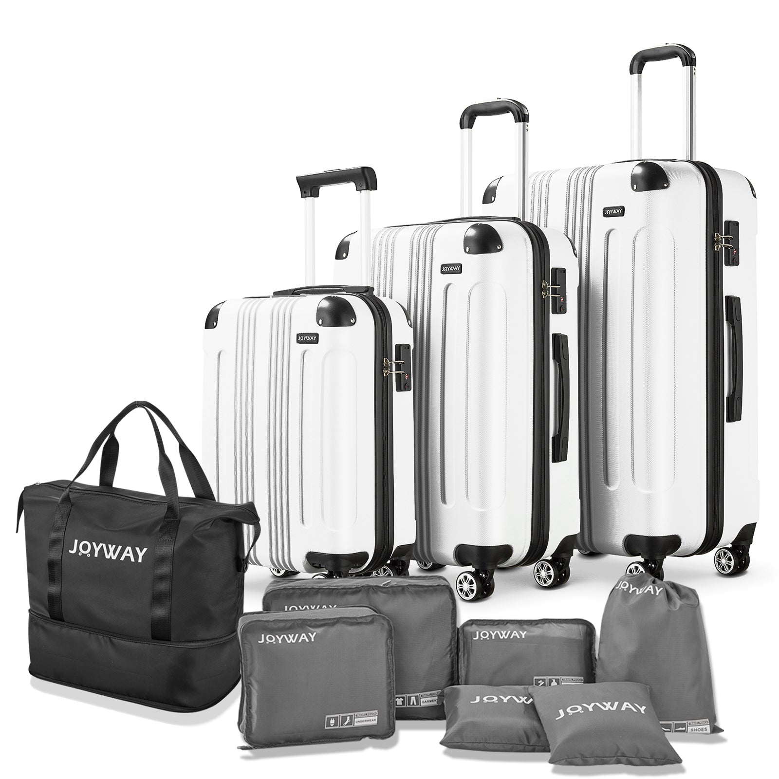 white Vertical Stripes Luggage 10 Pieces Set Luggage